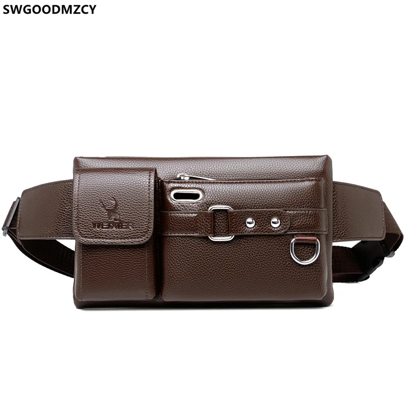 Pouch for Men Waist Purse Leather Chest Bag Leather Fanny Pack Men Bags Shoulder Crossbody Waist Bag for Men барсетка мужская