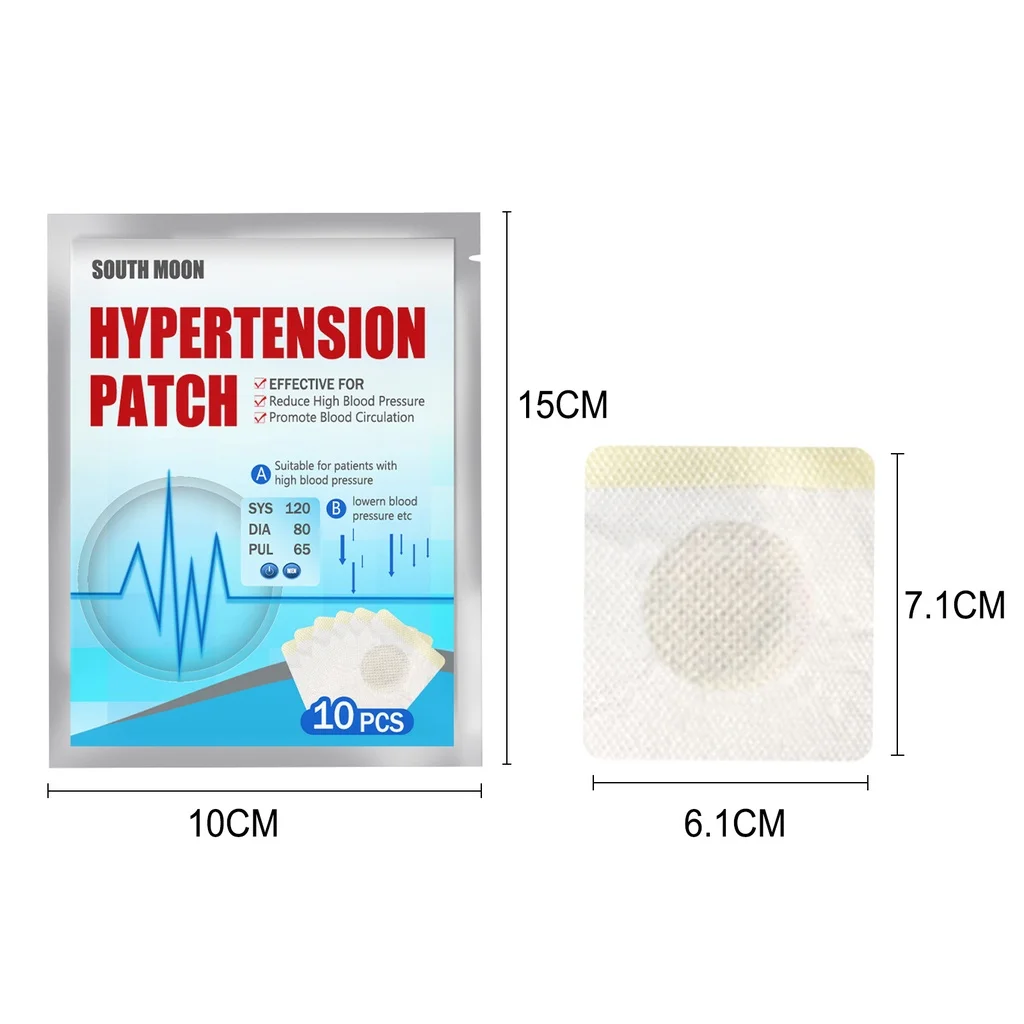 South Moon High Blood Pressure Patch Hypertension Patch Control Clean Blood Vessel Reduce Sugar Diabetes Medicine Plaster 10pcs