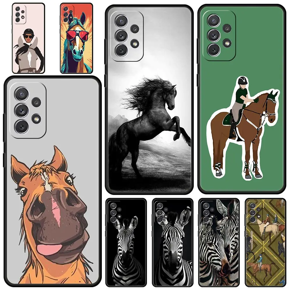 Case For Samsung A15 A13 A51 A71 A41 A31 A21S A03S A05 A12 A32 A52 A23 A25 A33 A53 A73 5G Cover Animal Galloping Girl Drawing