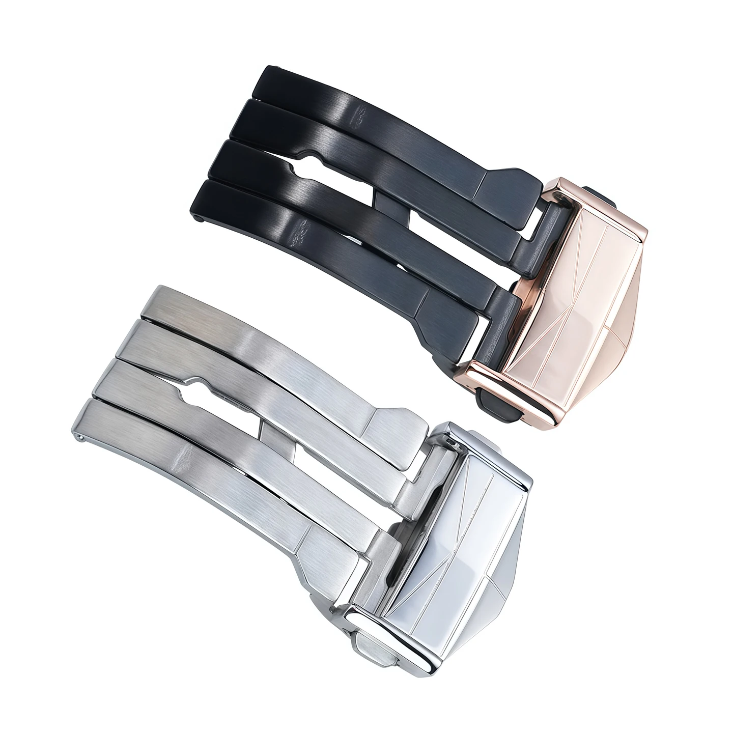 For Hublot Tattoo 2nd Generation New Double Press Folding Buckle Big Bang Silicone Belt Replacement Buckle Silver BlackRose 22mm