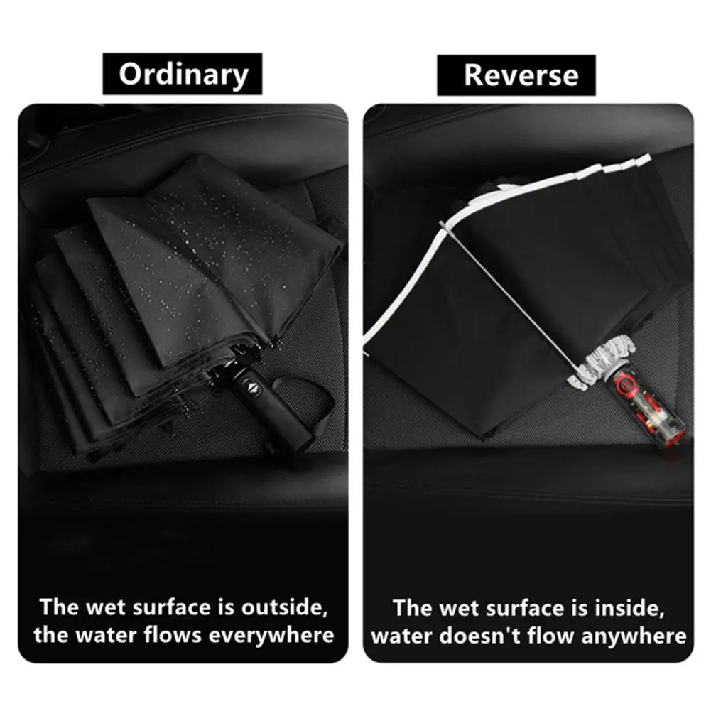 Mechanical Automatic Reverse Umbrella 10 Ribs Three Folding Anti-rebound Reflective Foldable Men Business Umbrella