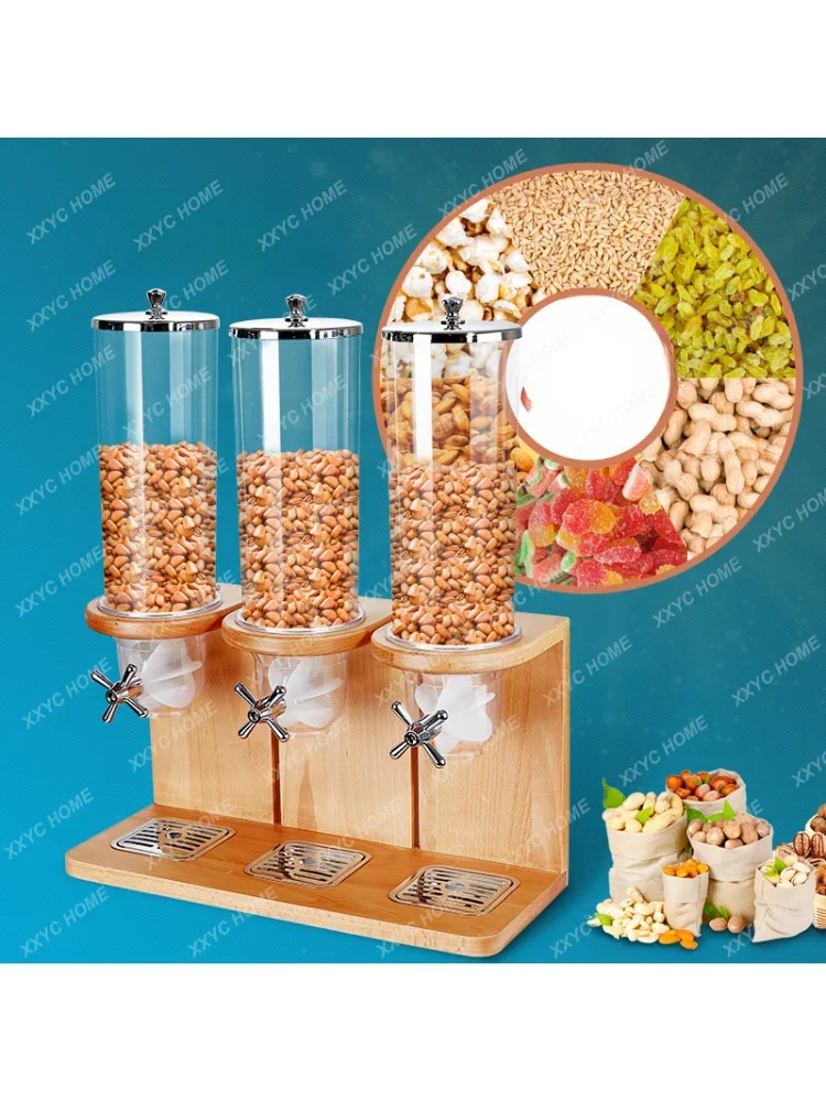 Solid Wood Base Cereal Dispenser Hotel Buffet Breakfast Cereal Machine Tea Candy Storage Tank home decor