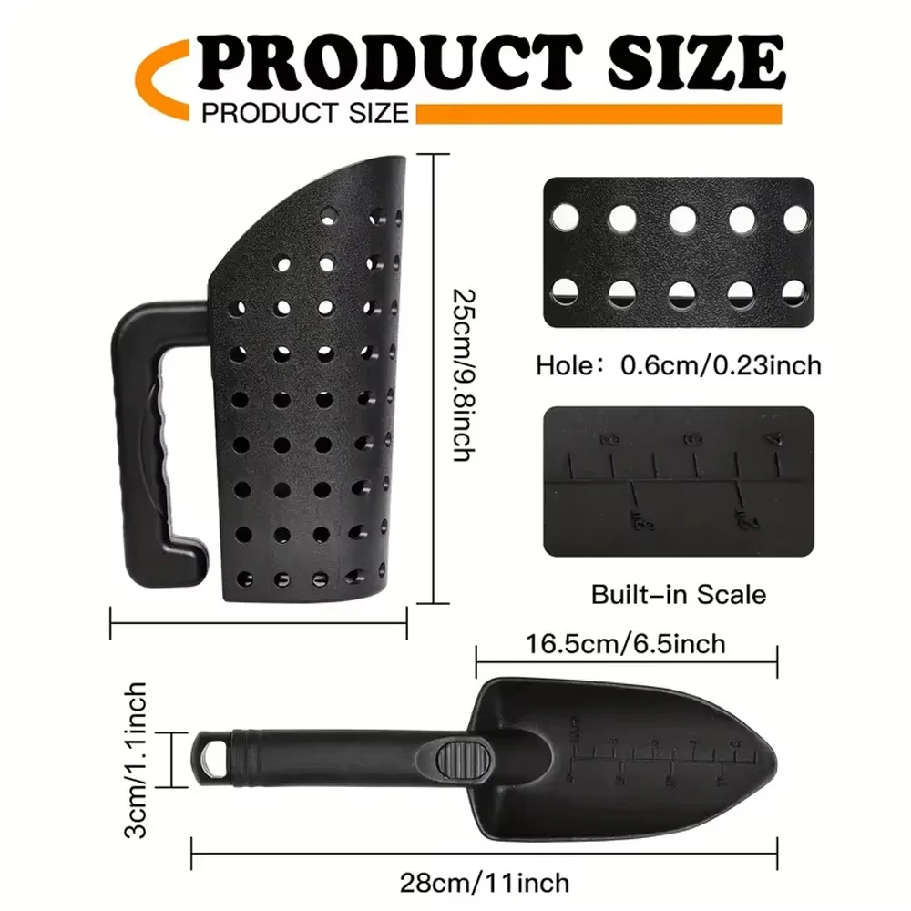 Il più recente set di palette per sabbia con rilevamento di metalli, palette e cazzuola per sabbia in plastica ABS portatili ergonomicamente robuste per il tesoro