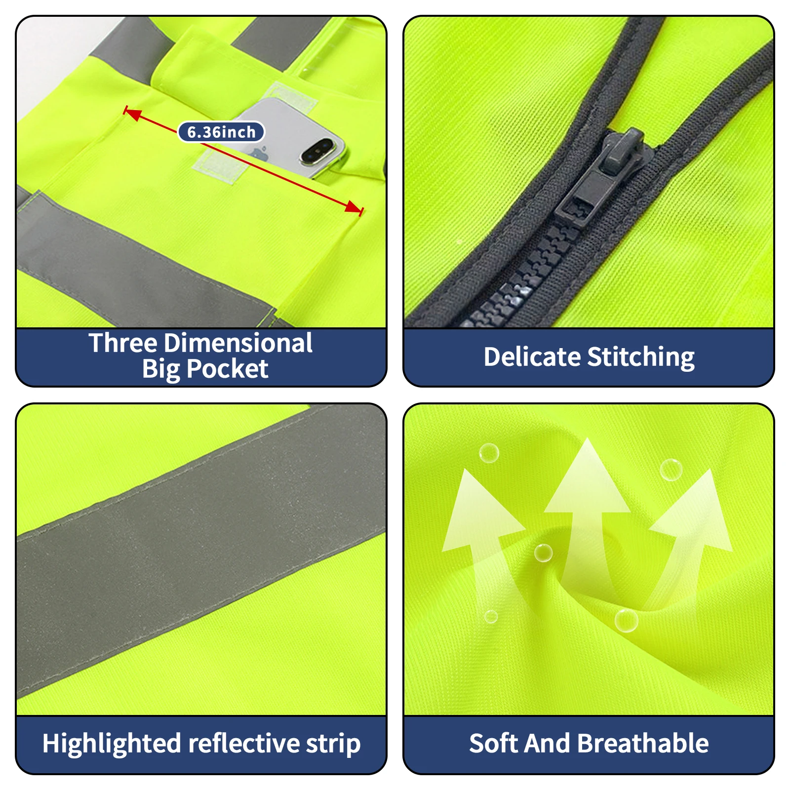 Veiligheidsvest Hoge Zichtbaarheid Weg Werken Reflecterend Vest Outdoor Motorfiets Fietsen Vest Kleding Reflecterende Jas