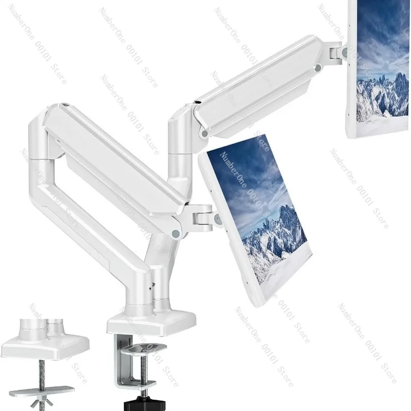 Premium Dual Screen Monitor Arm Stand for Two Displays, Computer Laptop Secondary Screen Riser, Adjustable Height Desk Mount