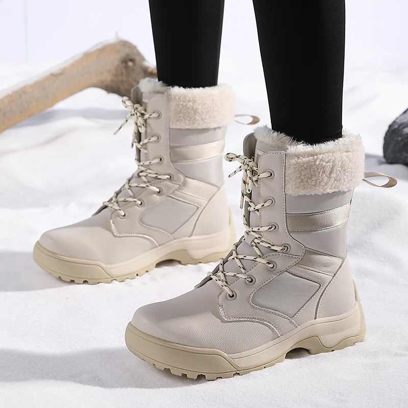 Winter Women Snow Boots High Top Platform Boots Waterproof Ankle Boots for Women Non-slip Outdoor Hiking Trekking Sneakers