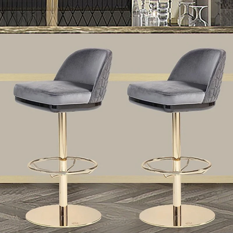Upholstered Luxury Modern Bar Chair Metal Backrest Relaxing Ergonomic Bar Chair Nordic Counter Taburete Alto Nordic Furniture