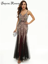 Sexy backless mesh sequin slip summer dress women 2026 elegant bridesmaid prom evening dresses maxi bodycon party dress vestidos
