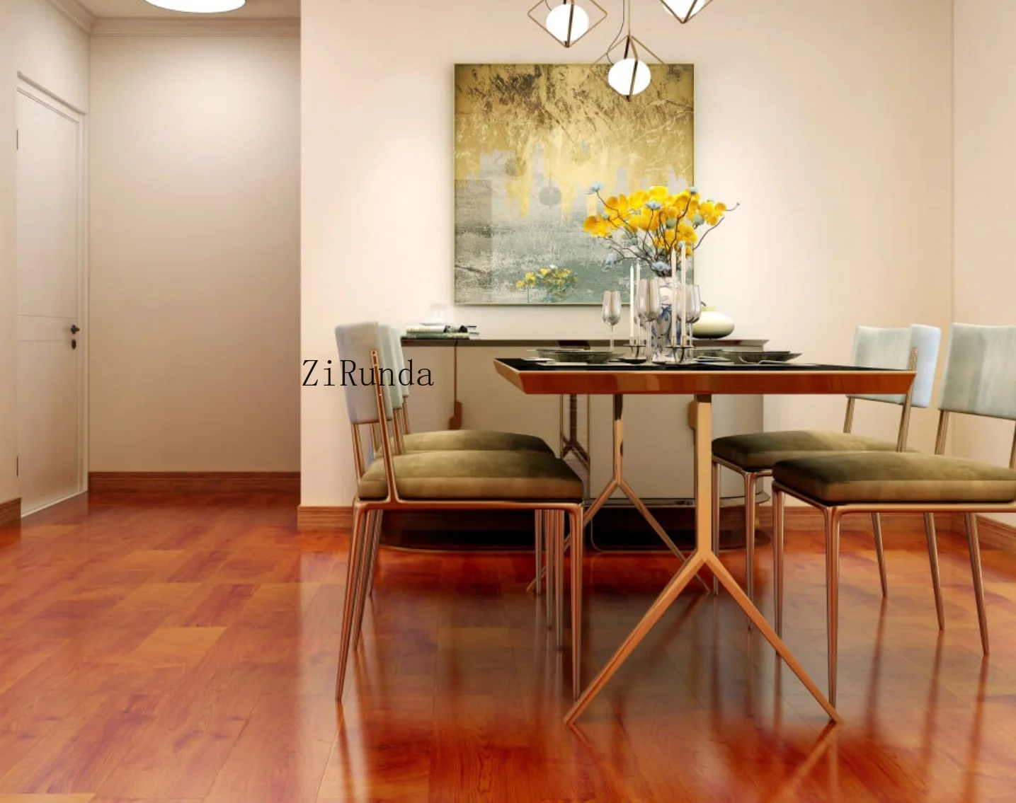 Customized version 10mm smooth MDF kitchen laminate flooring, fire and non-slip flooring