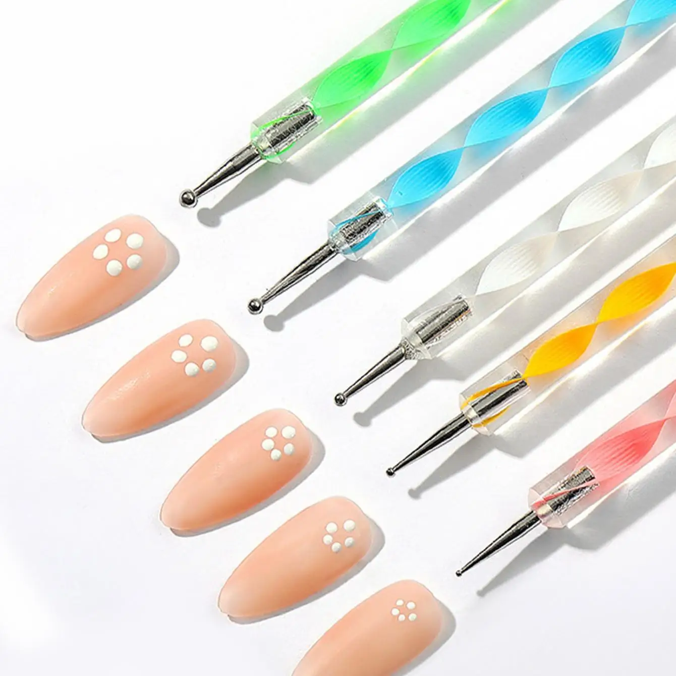 Nagelkunst-Werkzeuge, 15-teiliges Nagelkunst-Pinsel-Set, 5-teiliges Nagel-Dotting-Werkzeug-Set, Nagelständer zum Bemalen von Press-On-Nägeln, Maniküre-Doppelspitze – Detail 4