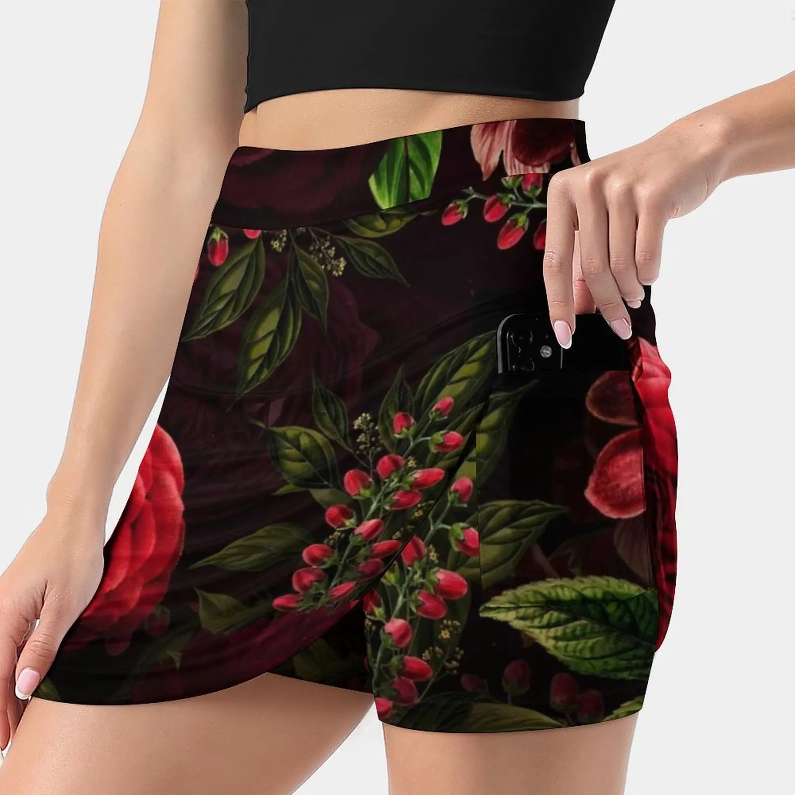 Mystical Night Vi Women's skirt With Pocket Vintage Skirt Printing A Line Skirts Summer Clothes Blossom Spring Flower Pink