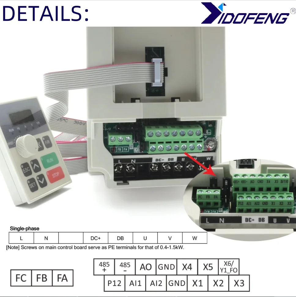 YIDOFENG 2.2kw ER20 220V Air Cooled Spindle Motor 24000rpm Runout off 0.01mm + 2.2KW Inverter VFD CNC Router Milling Kit
