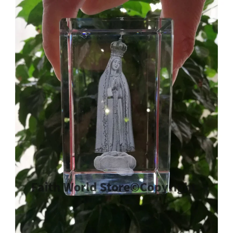 HOME Talisman Roman Catholicism Catholic Church Madonna Home Decoration Blessed Virgin Mary our lady of Fatima 3D Crystal statue