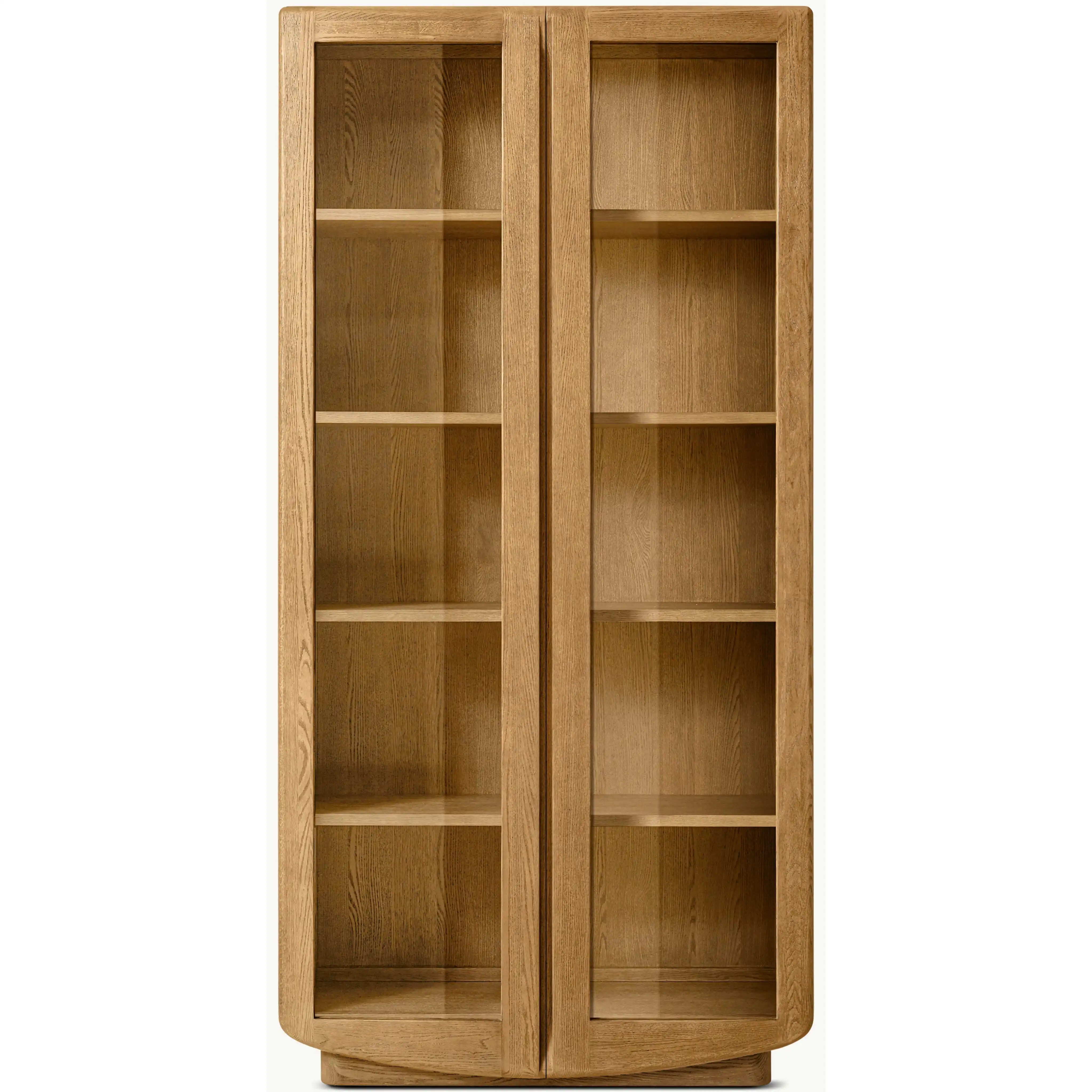 

Dagliane/Pavilion Nordic Bookcase Oak Glass Door Display Cabinet Living Room Storage Shelf Floor