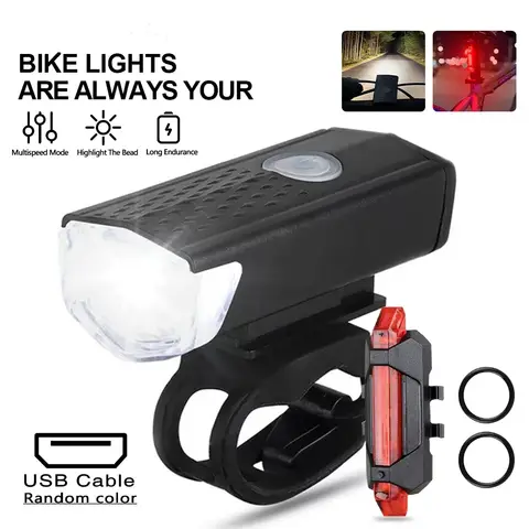 Conjunto de luz da bicicleta farol lanterna traseira usb recarregável mtb frente traseira conjunto lâmpada ciclismo lanterna acessórios da bicicleta