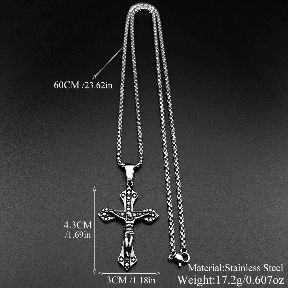 خمر الصليب يسوع المسيح الصليب قلادة للنساء الرجال الفولاذ المقاوم للصدأ الفضة اللون تميمة قلادة القلائد مجوهرات هدية #6