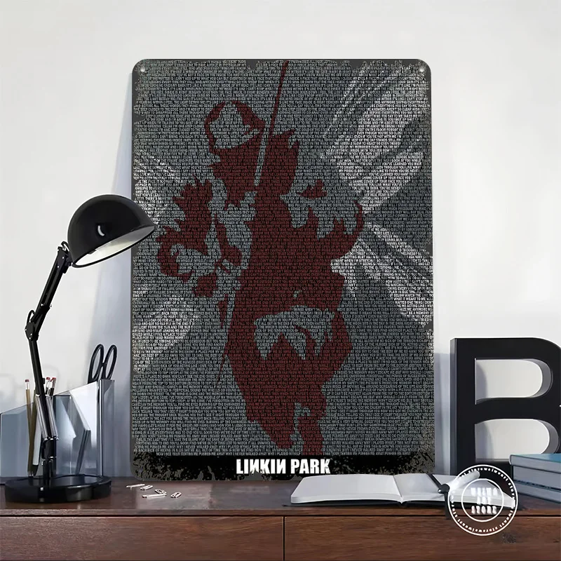 Linkin Park Music Hip Hop Printed Poster Customized Wall Art Retro Vintage Metal Tin Signs for Modern Home Decoration Luxury