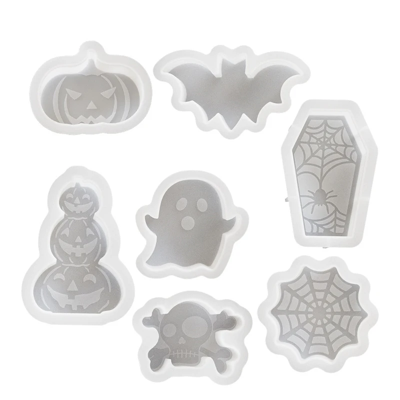 ハロウィーンのカボチャシリコンモールド、ゴースト、バット、石鹸、キャンドル、DIYクラフト、家の装飾のための墓石の形