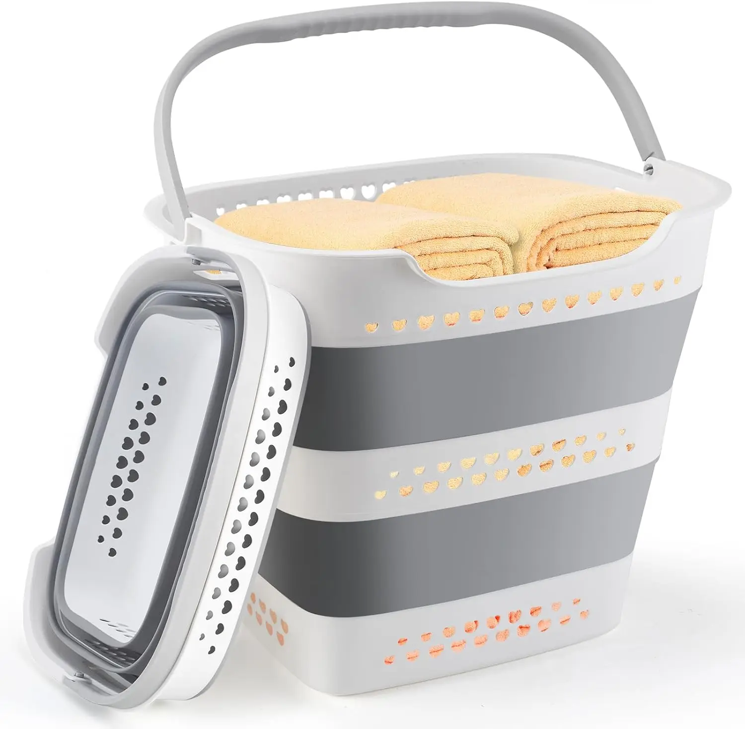 

Collapsible Laundry Basket Foldable Pop-Up Laundry Hamper with Comfort Handles Portable Plastic