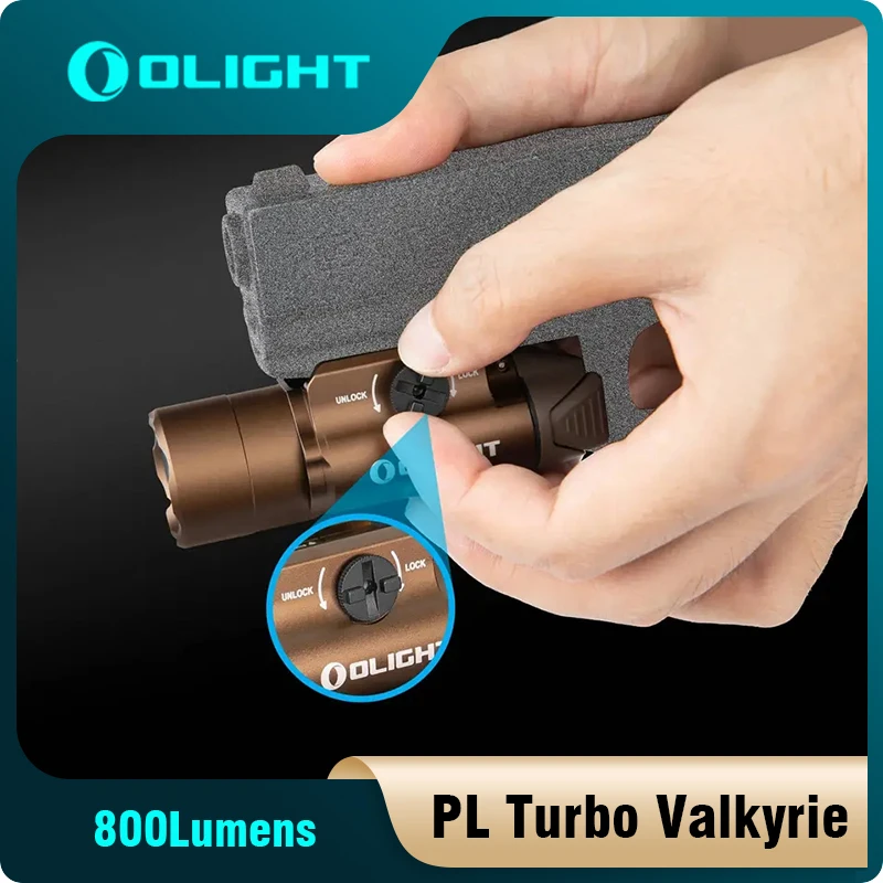 Olight PL Turbo Valkyrie Weaponlight Tactical Torch Lamp Spotlight Floodlight 800 Lumens Long Range Rail Mount Flashlight