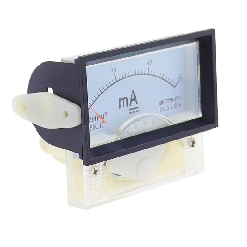 Imagem -06 - Medidor de Painel Amp com Moldura Preta Miliamperímetro 85c17-ma Ponteiro dc 20ma 30ma 50ma 100ma Quadrado 70x40 mm