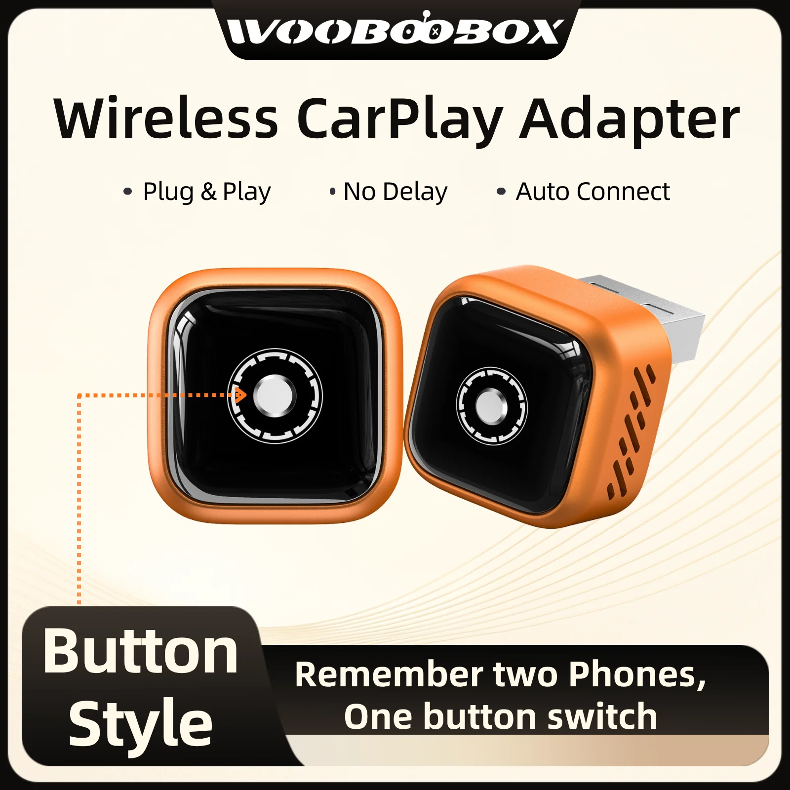

Беспроводной адаптер CarPlay Wooboobox, переключение между 2 телефонами одним нажатием, USB-донгл CarPlay с автоматическим подключением, Plug & Play