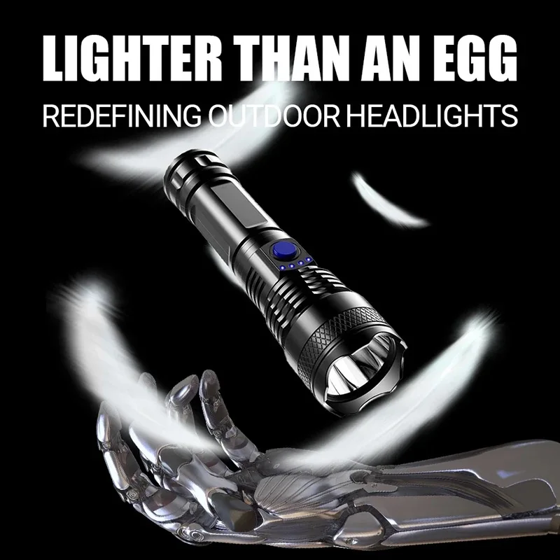 5000LM Super USB Rechargeable Flashlight Ultra Powerful Tactical Torch Zoomable Strong Lamp Waterproof Emergency Camping Fishing