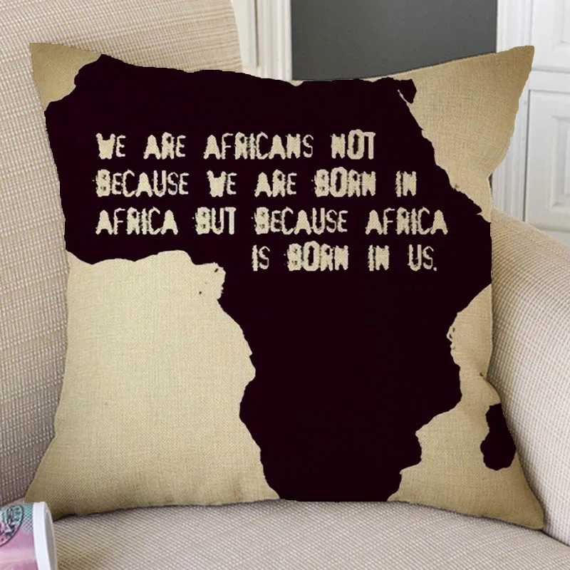 African Quotes I love Africa Letter Print Poem Home Decorative Sofa Throw Pillow Case Africa Map Cotton Linen Cushion Coverr