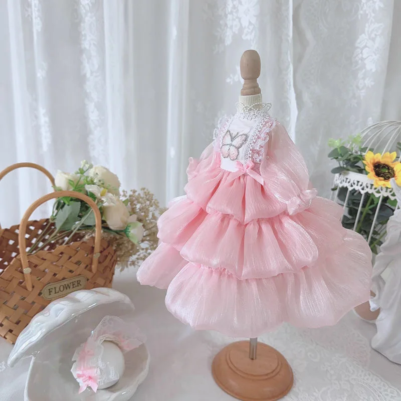 1/3 1/4 1/6 BJD Girl Dress, Pink Butterfly Blythe Clothes,15CM 20CM 40CM Cotton Doll Bow Skirt Free Shipping