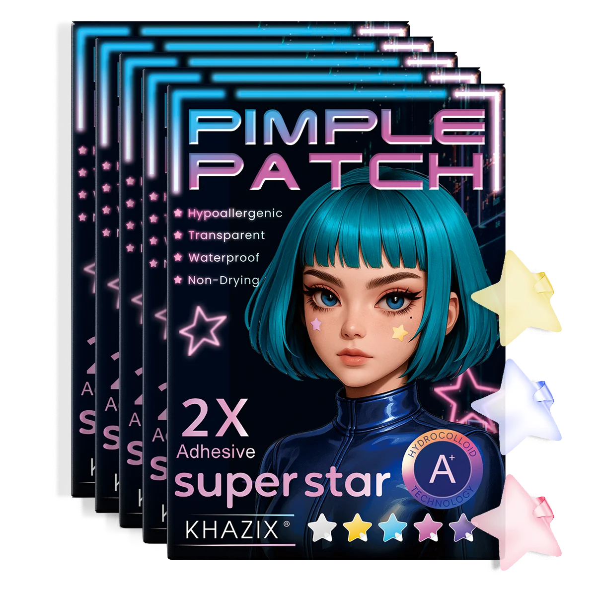 280 pieces of multi-color star acne patches, facial acne patches, concealer acne patches, and pimples patches, ultra-thin