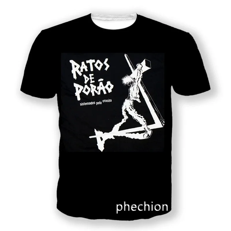 Phechion Men/Women RATOS DE PORAO Rock Band 3D Printed Short Sleeve T-Shirt Casual T Shirt Sport Hip Hop Summer Tops L19