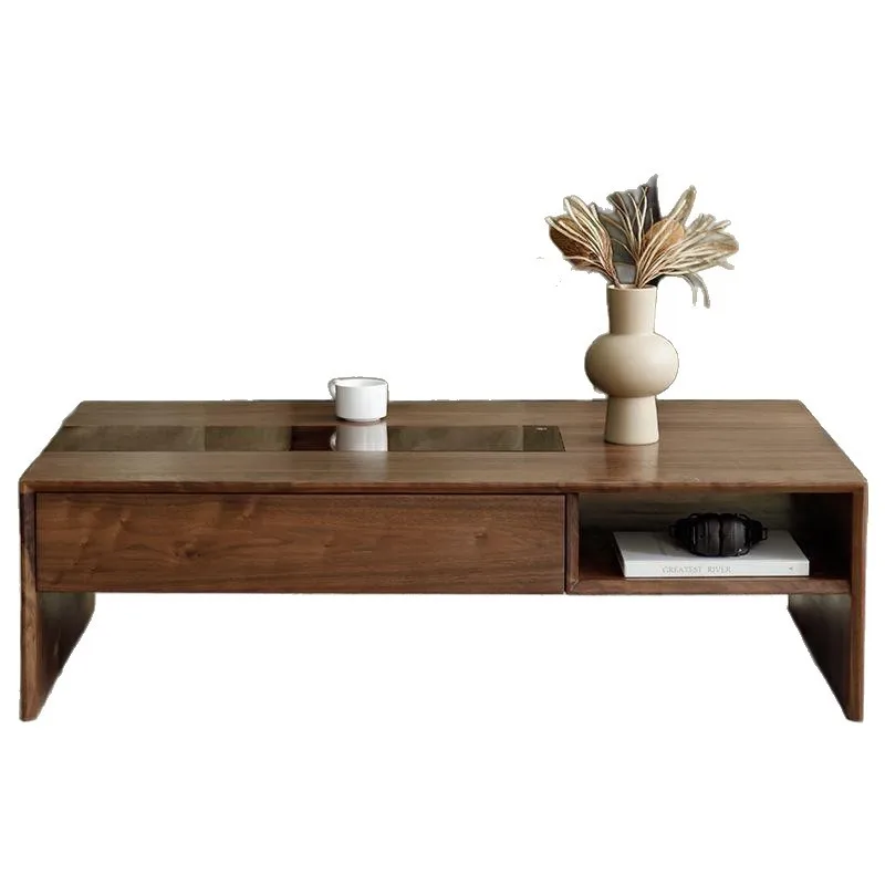 All solid wood coffee table TV cabinet, North American black walnut combination, Nordic modern simple coffee table