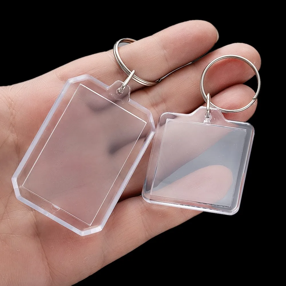 5pcs Acrylic Photo Frame Keychain Holder Photo Picture Insert Blank Keyring with Split Ringfor DIY Craft Jewelry Making