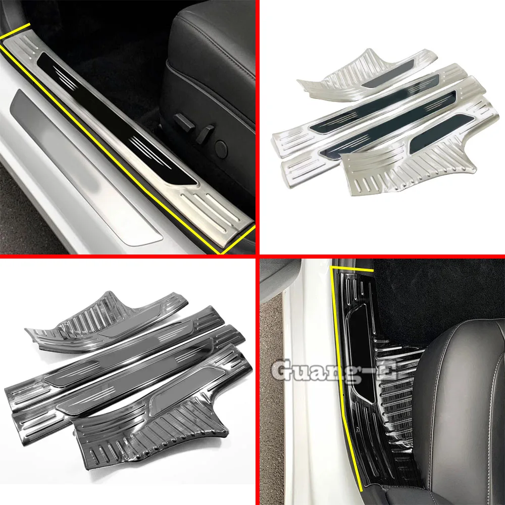 

Car Stainless Steel Pedal Door Sill Scuff Plate Inner Threshold 4PCs For Tesla Model 3 Model3 2017 2018 2019 2020 2021 2022 2023