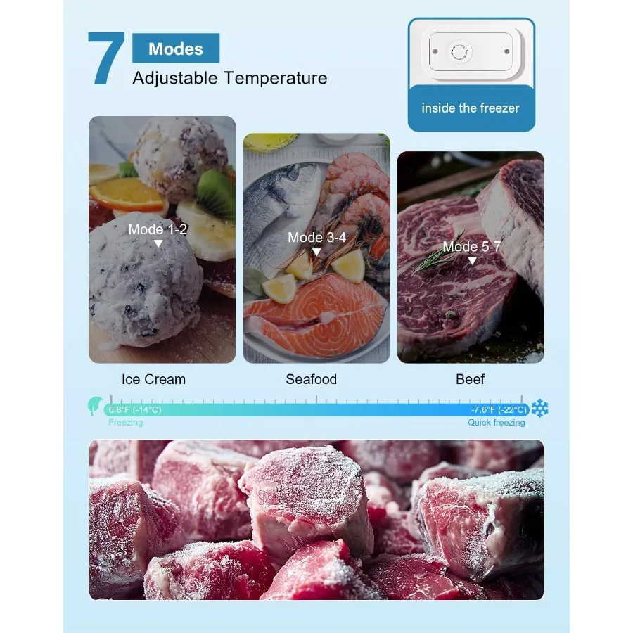 3.0 Cu.ft Upright Freezer Compact Mini Freezer with 7 Adjustable Thermostat Removable Shelves Reversible Single Door 360 Unifor