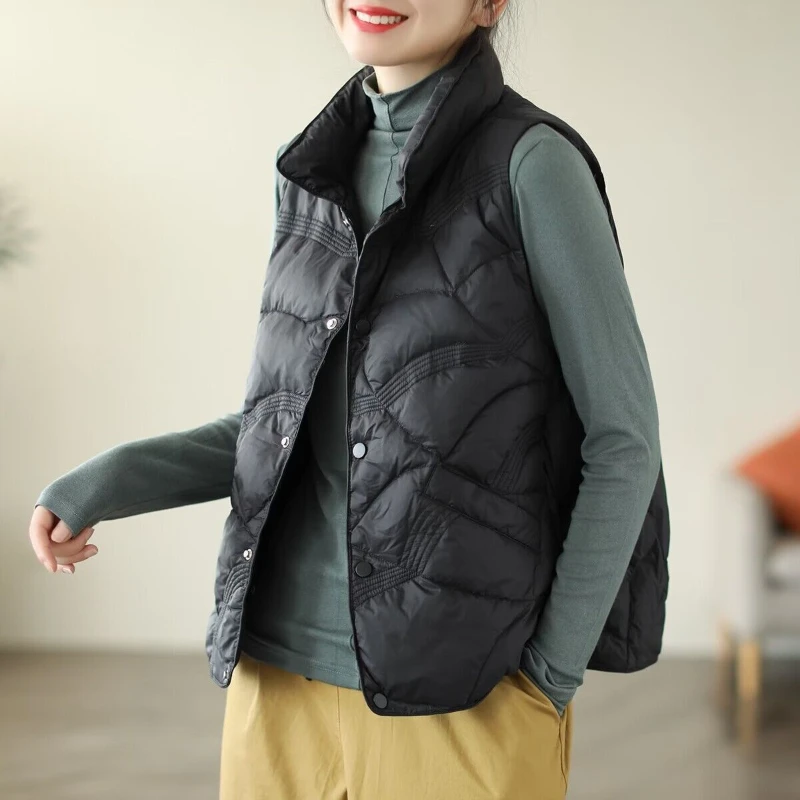 Women's Cotton Vest 2024 Autumn Winter Fashion Simplicity Comfortable Down Cotton Waistcoat Temperament Versatile Ladies Jacket