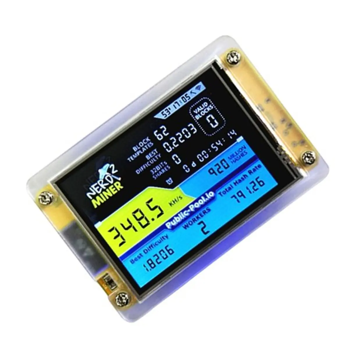 

350KH/S Solo Miner +2 Slots Base 2.8 Inch Smart Display Crypto Solo Lottery Miner Upgraded Harshrate