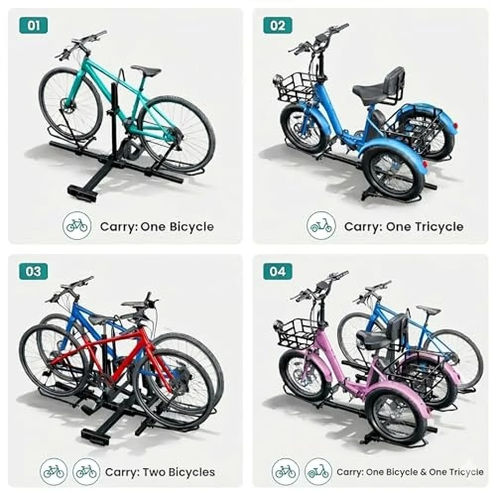 Folding Trike Rack Hitch Mount Etrike Ebike Carrier 270lbs Load