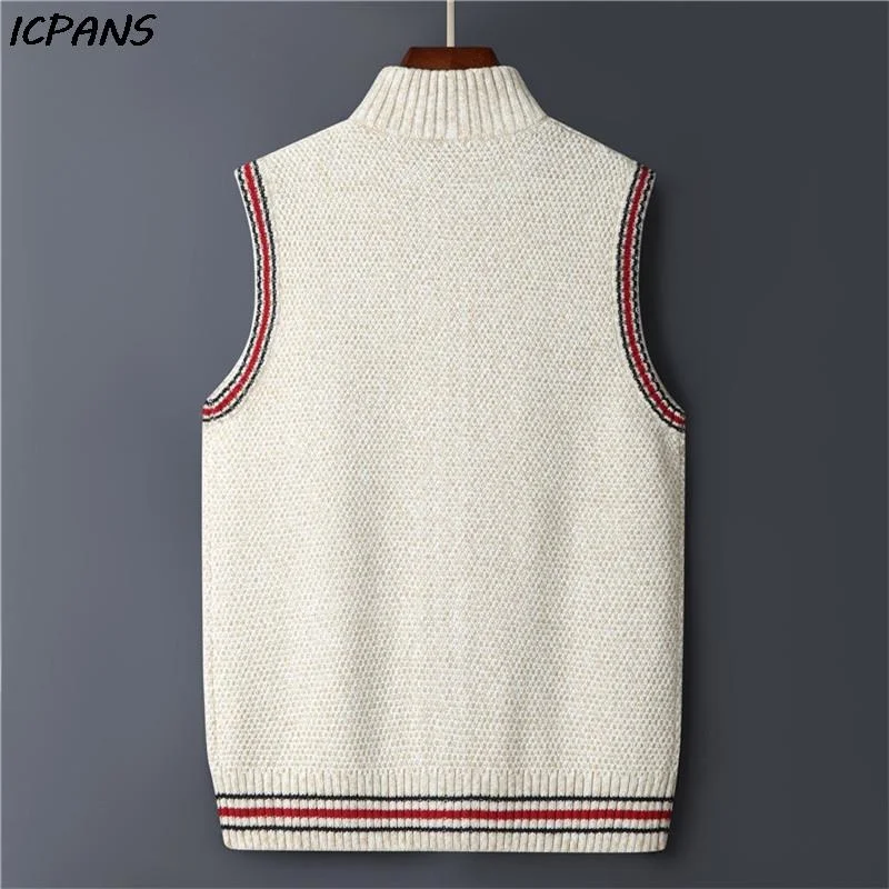 Cardigan Knitted Vest jacket Sweater Men Korea Clothing Casual Sleeveless Jackets Male Pullover Kint Wear Outwear Autumn