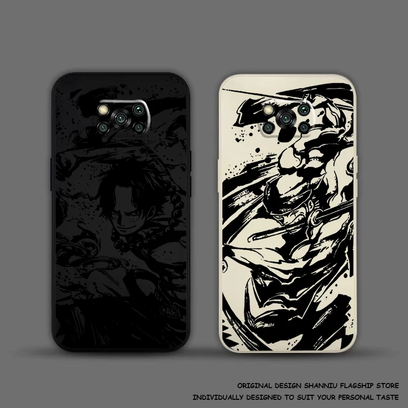 O-ONE PIECES Ace Zoro For Xiaomi POCO F5 F4 F3 Pro GT POCO X4 X3 Pro NFC M4 M3 Pro Phone Case Liquid Silicone Shell Funda