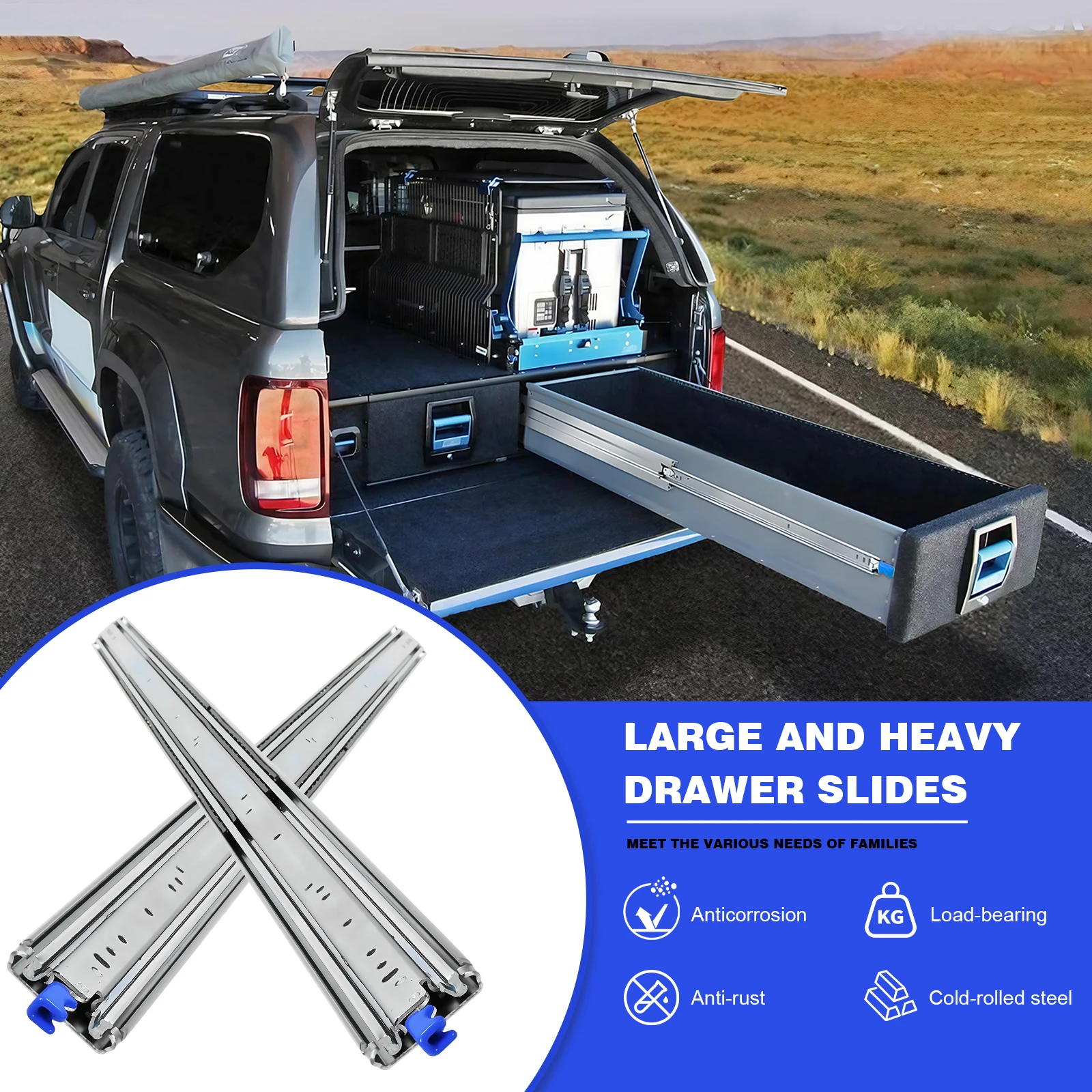 شرائح الأدراج شديدة التحمل مقاومة للصدأ، شرائح صناعية للتركيب على الجانب، مجاري الأدراج الاحترافية لخزانة ميكانيكية لشاحنة RV #3