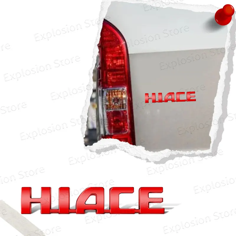 1Pcs ABS Plastic HIACE Letter Logo Car Fender Side Emblem Sticker Rear Bumper Tail Door Trunk Decal Decoration Accessories