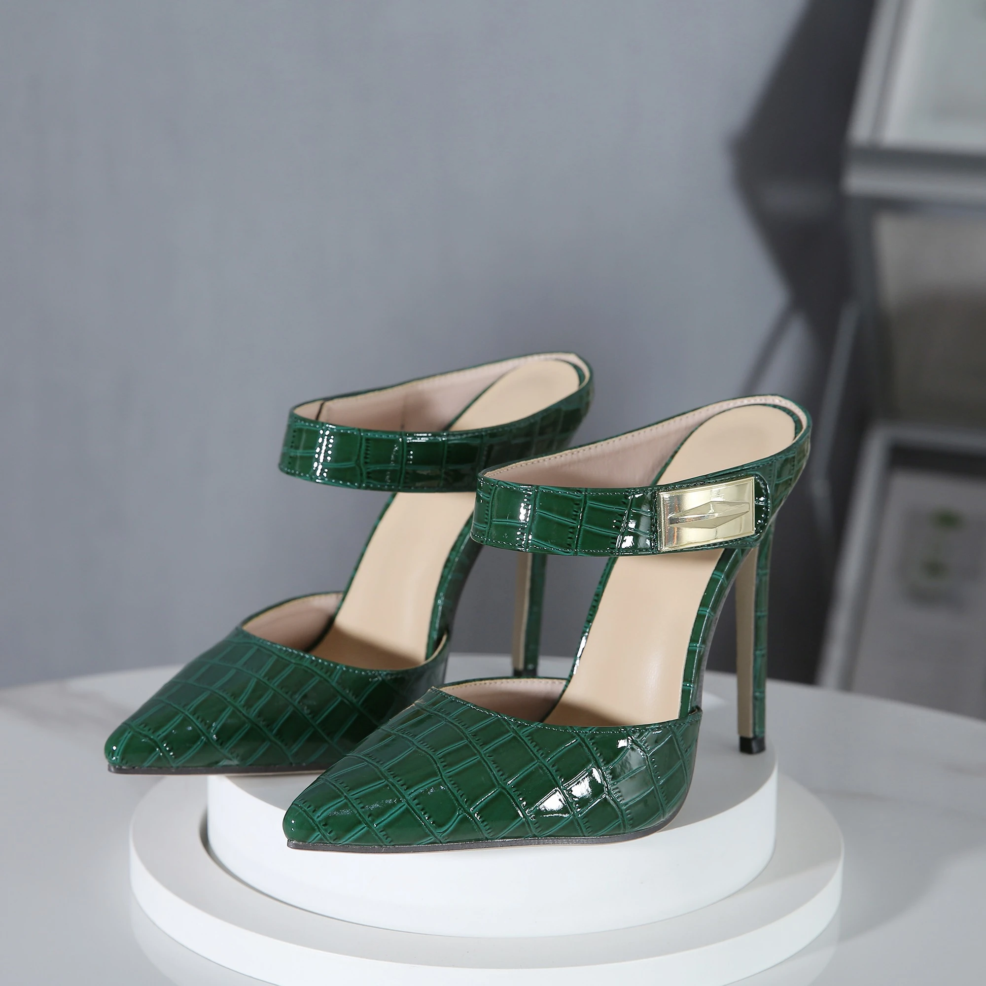 

Aneikeh/пикантные сандалии без шнуровки с острым носком, туфли-лодочки с каменным узором, женские туфли для стриптиза на высоком каблуке-шпильке, женские модельные туфли