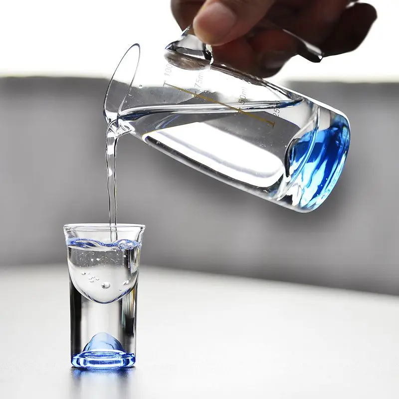 Ice Blue Mountain Chinese Baijiu Cup 1 Set Glass 1 Pot 100ml 1 Goblet Wine Glasses 15ml Transparent Wine Dispenser Scale