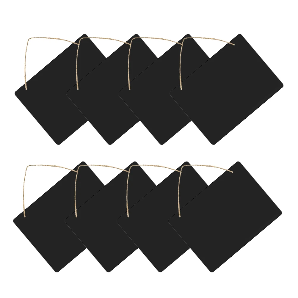 

8pcs Blackboard Hanging Chalkboard Sign Chalkboard Hanging Wood Message Board Shaped Pendant Price Tag Advertising Craft Note