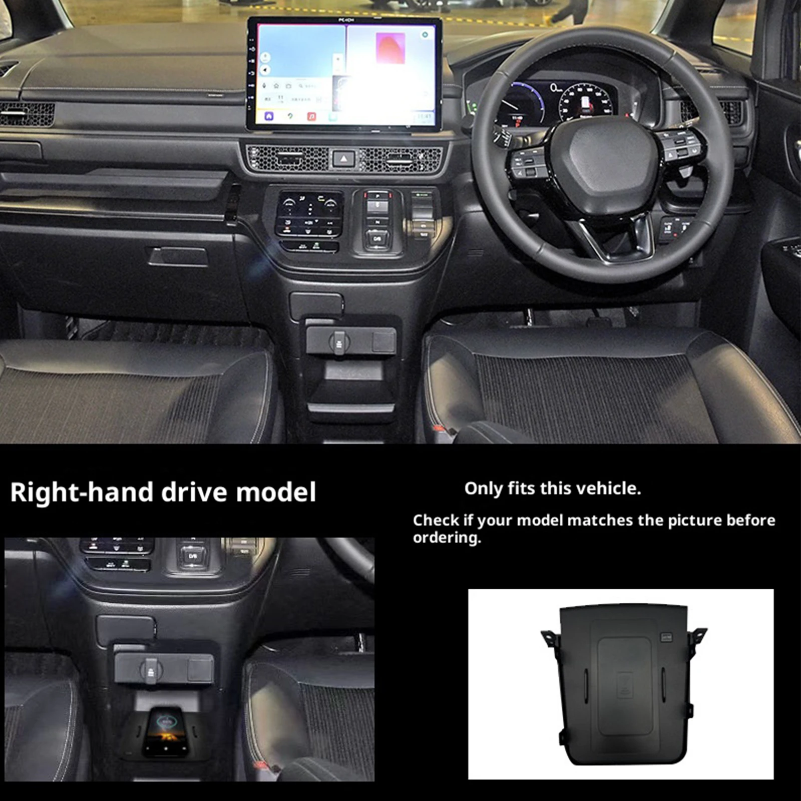 2 DIN For honda Step-WGN 2022 2023 2024 Car center console phone charger fast wireless charger charging plate charging holder