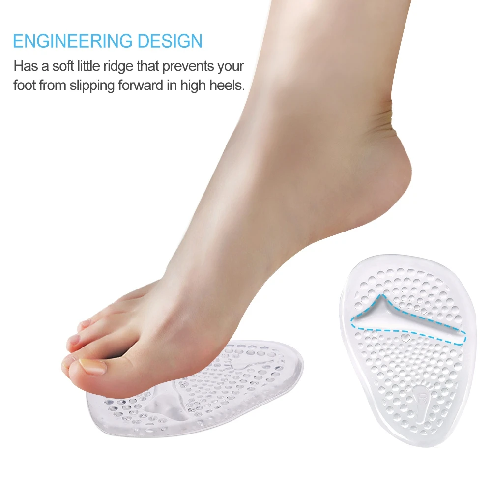 2 Pairs Ball of Foot Cushions Anti Slip Shoe Pads Inserts Gel Forefoot Insoles For Women Foot Cushions High Heel Foot Cushions