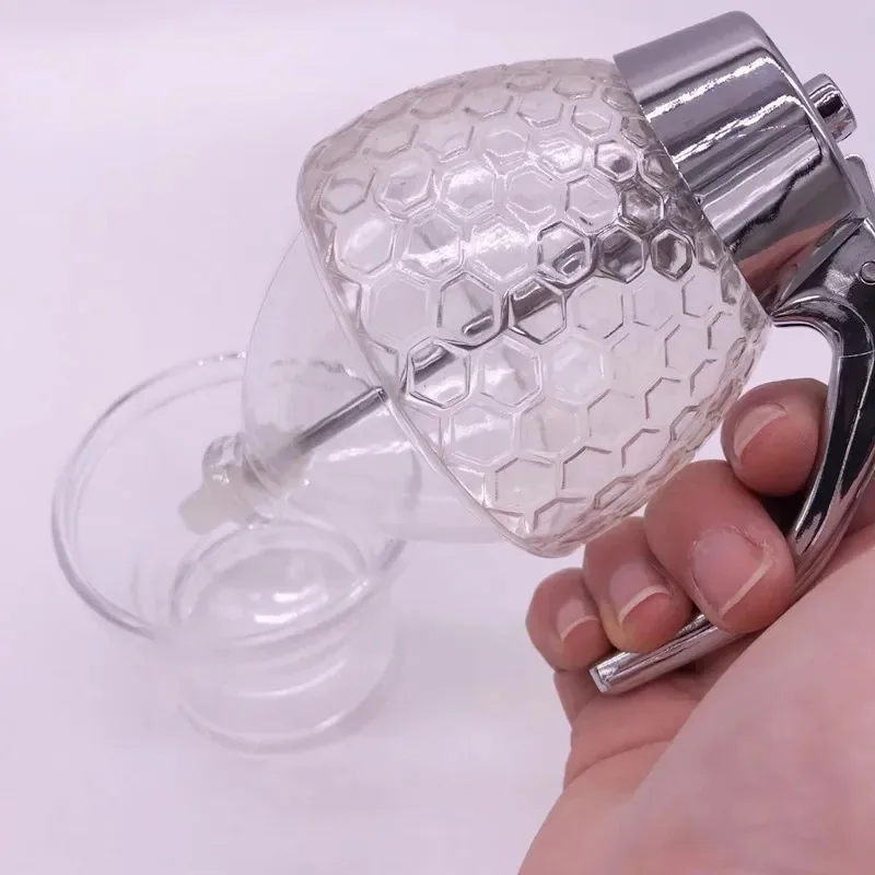 Honey Dispenser Non-Glass Syrup Dispenser Honey Container Honeycomb Shaped Honey Distribution Tank Honey Jar with Stand