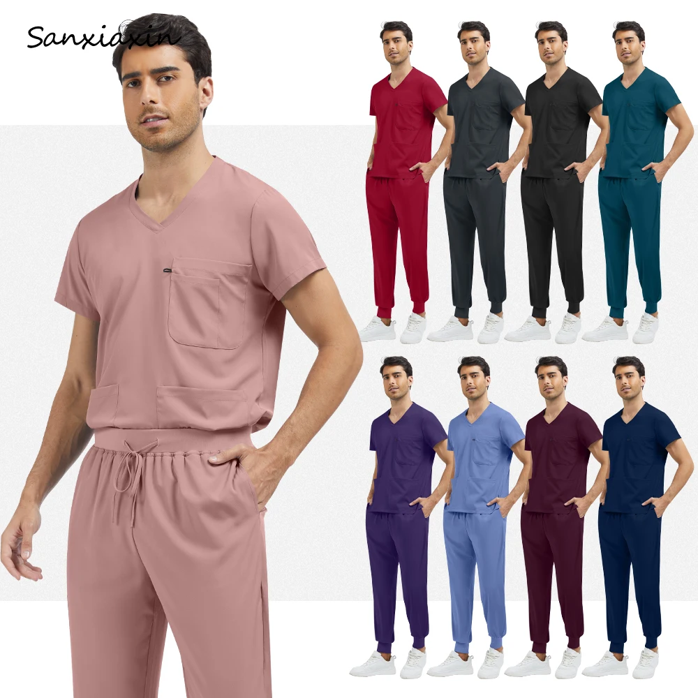 Pet Doctor Nurse Uniform Men Women Dental Clinic Surgery Set Breathable Medical Surgical Suit Solid Color Operating Room Uniform
