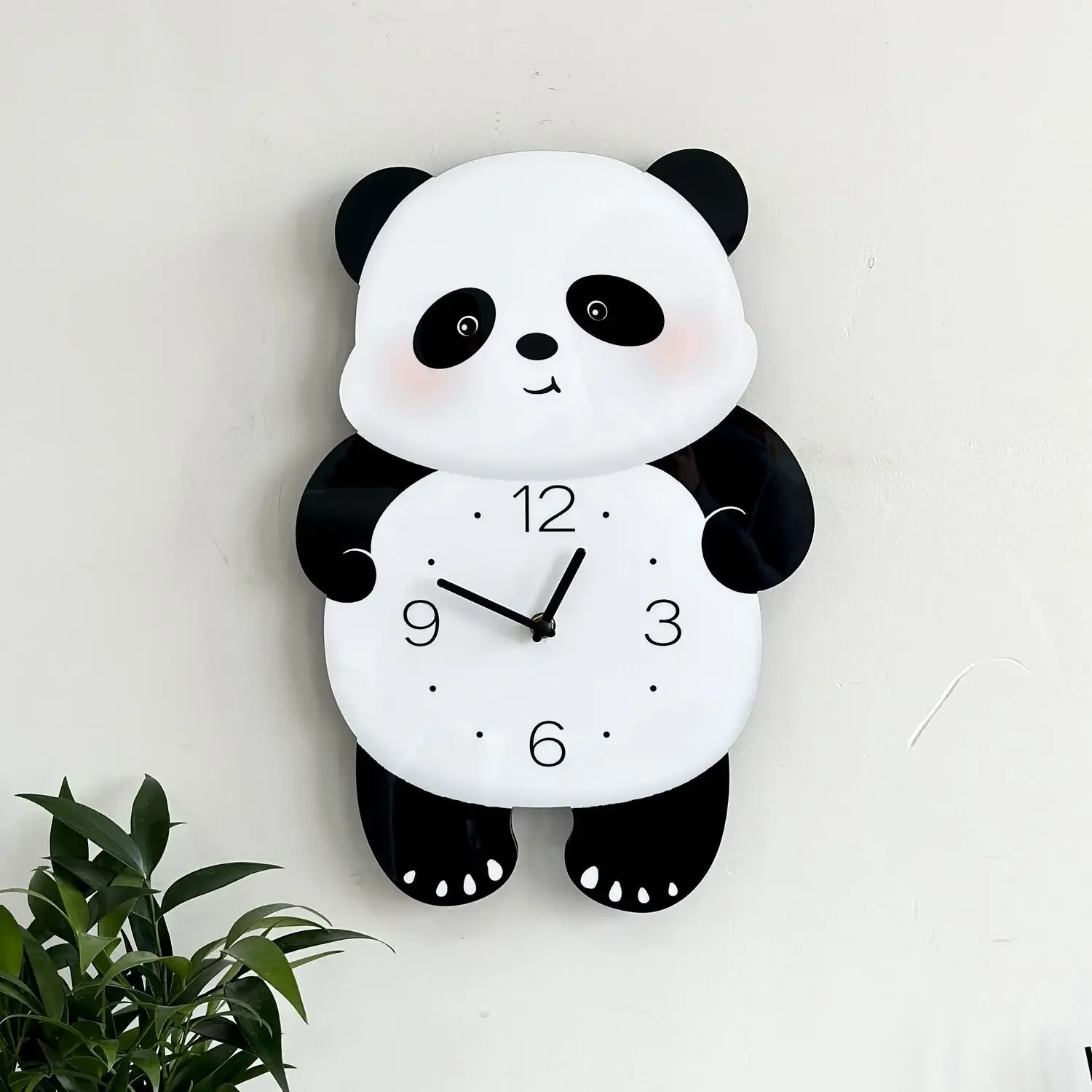 Panda Swinging Wall Clock Home Decoration Living Room Kindergarten Children's Room Watch Simple Modern Creative Cartoon Clock